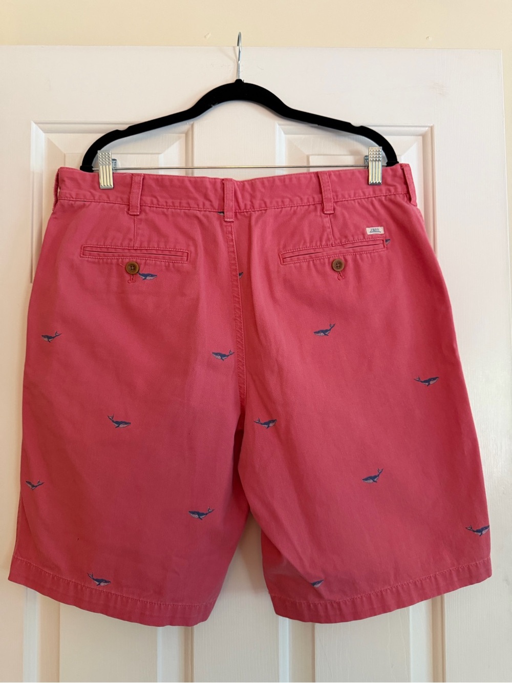 Izod Saltwater Coral Flat-Front Shorts with Navy blue whale casual preppy - Picture 3 of 10
